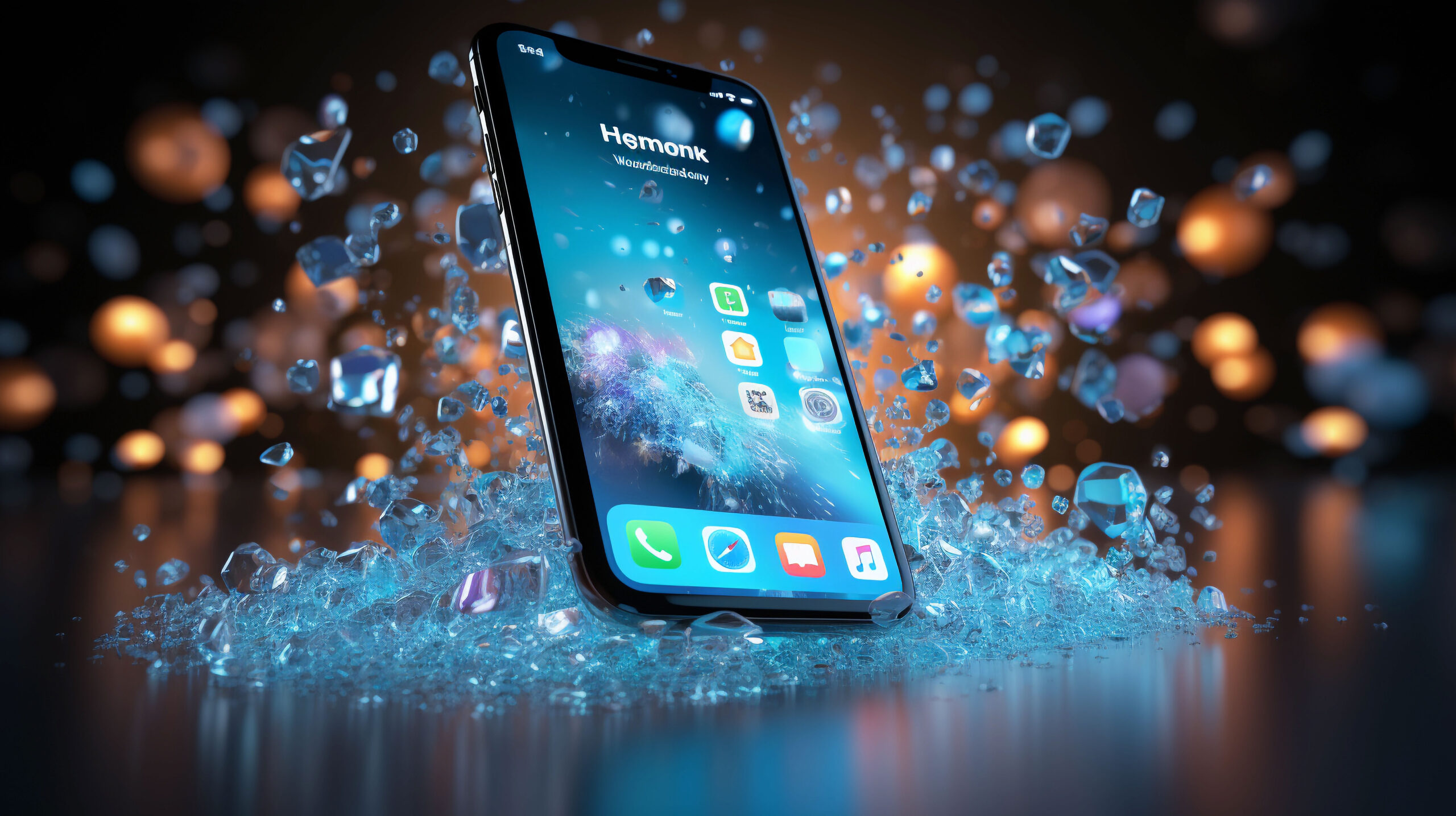 A futuristic smartphone surrounded by glowing blue and orange digital particles, showcasing advanced technology and sleek design. The best smartphones of 2025 offer cutting-edge features and stunning visuals.