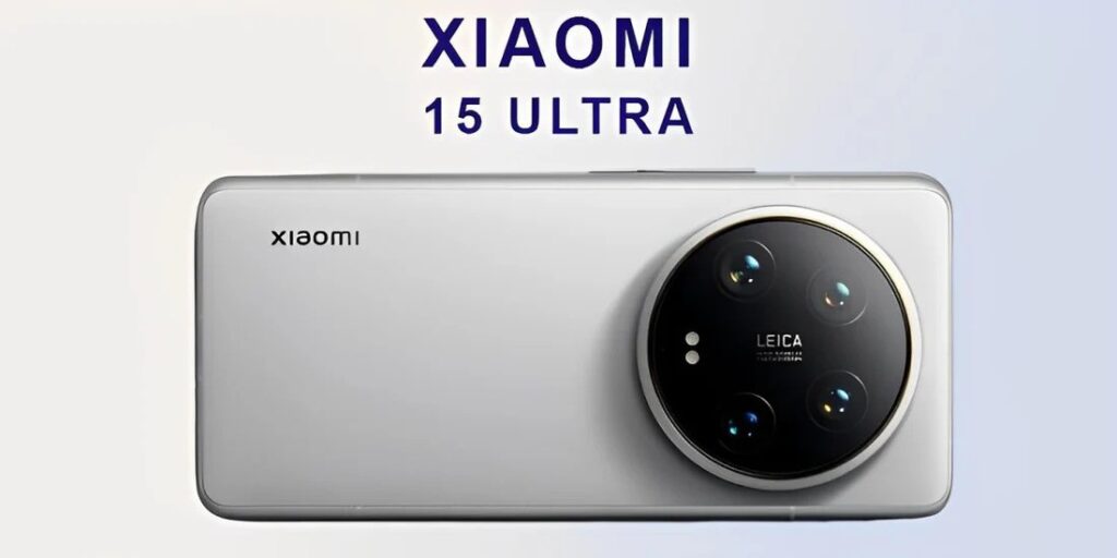 Xiaomi 15 Ultra smartphone featuring a Leica-branded quad-camera system on the back, displayed in a horizontal orientation with Xiaomi branding.